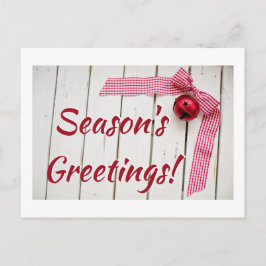 赤いベル赤いギンガムリボン ポストカード