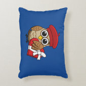 赤いベレー帽とハート箱が可愛いフクロウ アクセントクッション (正面(垂直))