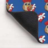 赤いベレー帽とハート箱が可愛いフクロウ マウスパッド (コーナー)