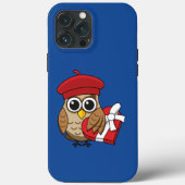 赤いベレー帽とハート箱が可愛いフクロウ Case-Mate iPhoneケース (裏面)