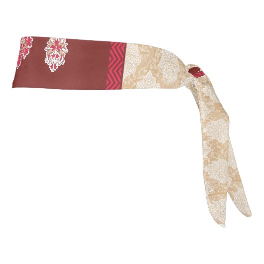 赤いベージュの絨毯縁ど タイヘッドバンド (回転90)