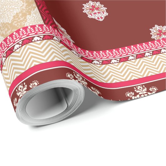 赤いベージュの絨毯縁ど ラッピングペーパー (ロールコーナー)
