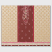 赤いベージュの絨毯縁ど ラッピングペーパー (フラット)
