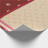 赤いベージュの絨毯縁ど ラッピングペーパー (角)