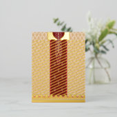 赤いベージュの絨毯縁ど 箔シーズンポストカード (立ち正面)