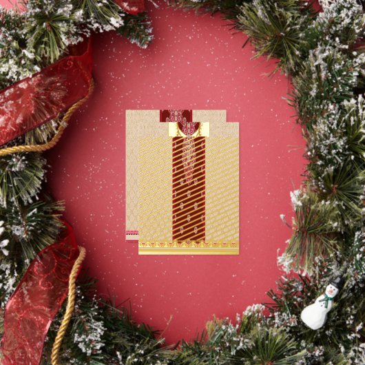 赤いベージュの絨毯縁ど 箔シーズンポストカード (インサイチュ)