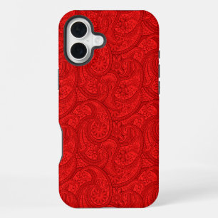 赤いペイズリー iPhone 16 PLUSケース