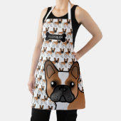 赤いペイフランスのブルドッグかわいい漫画の犬と名前 エプロン (インサイチュ)