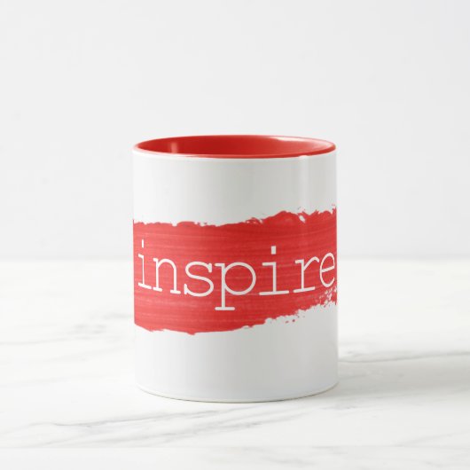 赤いペイントマグにINSPIREの文字 マグカップ (中央)