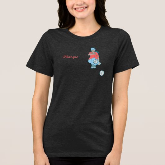 赤いペタンクの女性プレイヤー トライブレンドTシャツ (正面)