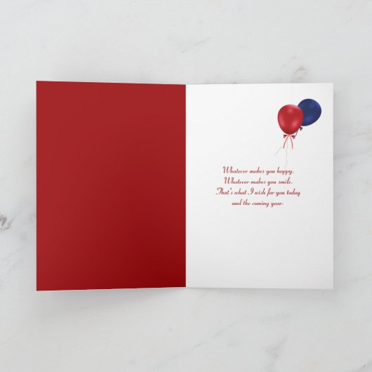 赤いペチュニアと蝶の誕生日 カード (内部)