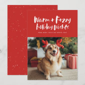 赤いペットに暖かくファジーな願いおもしろいをする シーズンカード (正面/裏面)