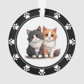 赤いペットの足跡 猫のオーナメント オーナメント (裏面)
