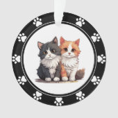 赤いペットの足跡 猫のオーナメント オーナメント (正面)