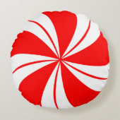 赤いペパーミントキャンディクリスマスピロー ラウンドクッション (正面)