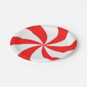 赤いペパーミントスワール ペーパープレート (アングル)