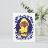 赤いペルシャ猫のロングヘアー 四月の雨 ポストカード (スタンド正面)