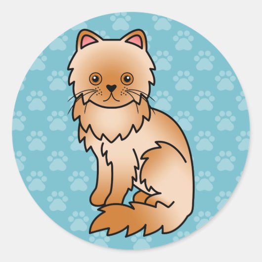 赤いペルシャ猫 ラウンドシール (正面)