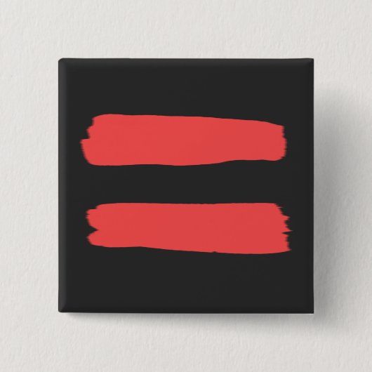 赤いペンキが付いている等号 缶バッジ (正面)