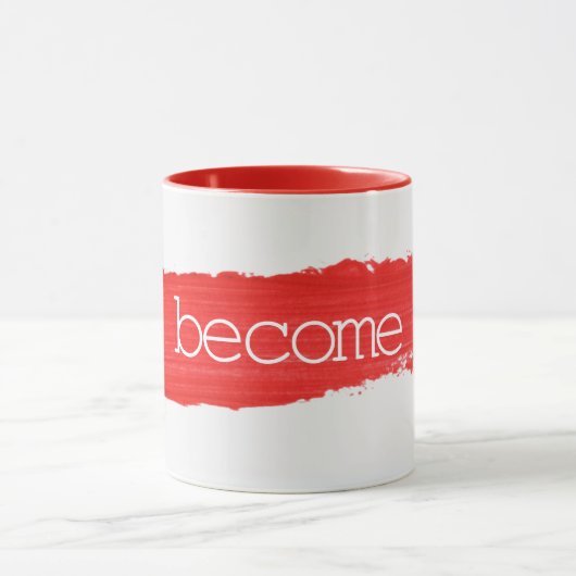 赤いペンキのマグカップにBECOMEの文字 マグカップ (中央)