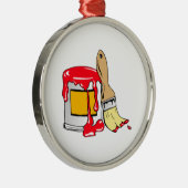 赤いペンキはブラシでき、 メタルオーナメント (右)