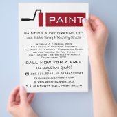 赤いペンキローラー、ペンキ屋・装飾屋の広告 チラシ (手)