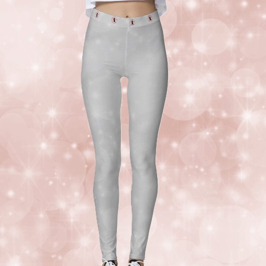 赤いペンタグラムで黒猫とライトグレー白 レギンス