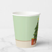 赤いペンブローカウェルシュコーギーの犬とクリスマスツリー 紙コップ (右)