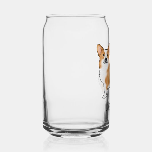 赤いペンブロークウェルシュコーギーかわいい犬と名前をカスタムする ガラス缶 (右)