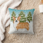 赤いペンブロークウェルシュコーギーブルーウィンタークリスマス クッション (ブランケット)