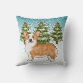 赤いペンブロークウェルシュコーギーブルーウィンタークリスマス クッション (裏面)