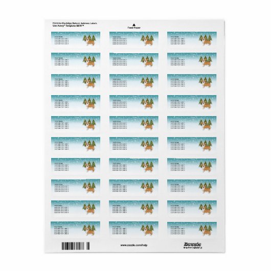 赤いペンブロークウェルシュコーギーブルーウィンタークリスマス ラベル (フルシート)