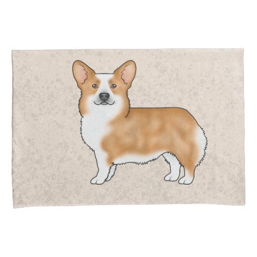 赤いペンブロークウェルシュコーギーマンガードッグベージュ 枕カバー (正面右)