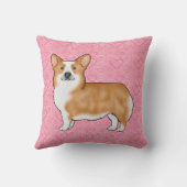 赤いペンブロークウェルシュコーギー愛ハートパターンピンク クッション (裏面)