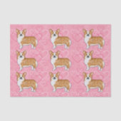 赤いペンブロークウェルシュコーギー愛ハートパターンピンク 薄葉紙 (正面)