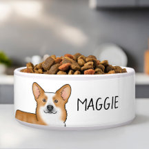 赤いペンブロークウェルシュコーギー犬の頭と名前をカスタムする