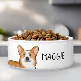 赤いペンブロークウェルシュコーギー犬の頭と名前をカスタムする ボウル
