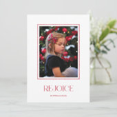 赤いホタテ縁どルRejoice Christmas写真カード シーズンカード (スタンド正面)