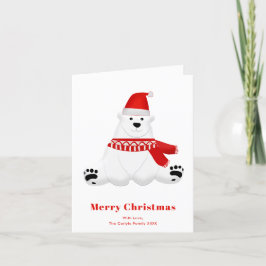 赤いホッキョクグマかわいいクリスマス シーズンカード