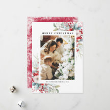 赤いホリエレガントーの果実メリークリスマスフォト