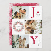 赤いホリエレガントー・ベリー3写真ジョイ・クリスマス シーズンカード (正面/裏面)