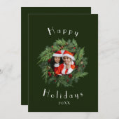 赤いホリデーカードのテンプレート - 家族のクリスマスカード シーズンカード (正面/裏面)