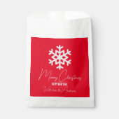 赤いホリデーシーズンのクリスマスと新年に白い雪の結晶 フェイバーバッグ (正面)