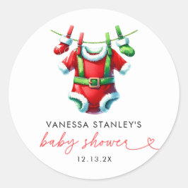 赤いホリモダンークリスマスサンタ赤ちゃんシャワー ラウンドシール