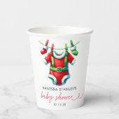 赤いホリモダンークリスマスサンタ赤ちゃんシャワー 紙コップ (裏面)