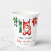 赤いホリモダンークリスマスサンタ赤ちゃんシャワー 紙コップ (正面)