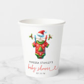 赤いホリモダンークリスマスサンタ赤ちゃんシャワー 紙コップ (正面)