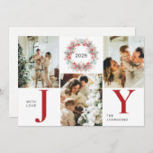 赤いホリモダンー・ベリー3写真ジョイ・クリスマス シーズンカード (正面/裏面)