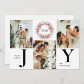 赤いホリモダンー・ベリー3写真ジョイ・クリスマス シーズンカード (正面/裏面)