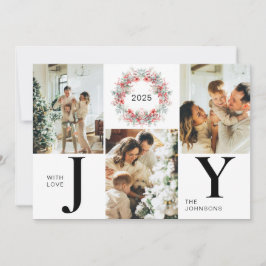 赤いホリモダンー・ベリー3写真ジョイ・クリスマス シーズンカード